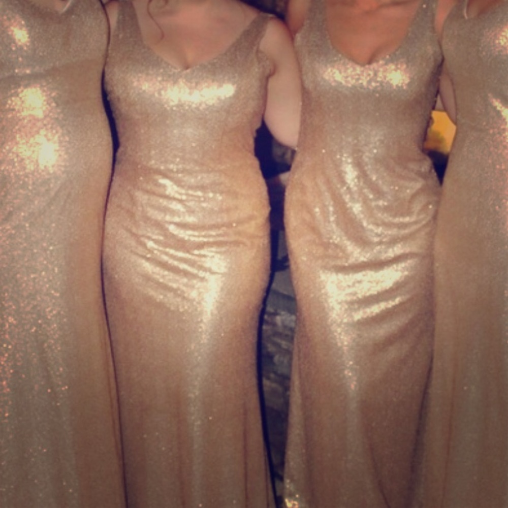Bari Jay Gold Sequins gown